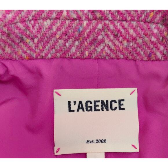 L'agence Pink Multi Herringbone Chamberlain Blazer US 4 - Picture 10 of 10